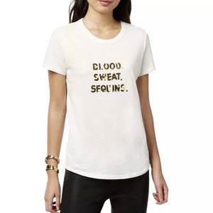 Bow & Drape Size XL White Slogan T-Shirt
